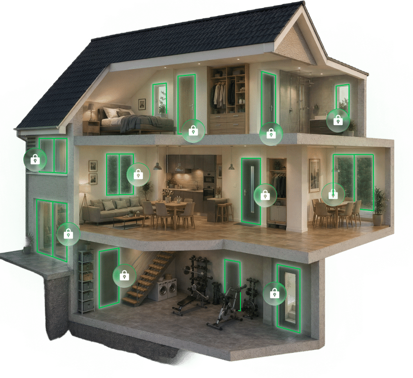 Das System von DIAGARD wird an Fenstern, Fenstertüren, Terrassentüren, Balkonzugängen, Kellertüren und Haustüren eingesetzt.